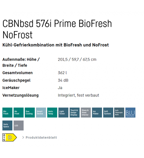 LIEBHERR利勃海尔CBNbsd 576i Prime双门独立式冰箱 无霜 生物养鲜